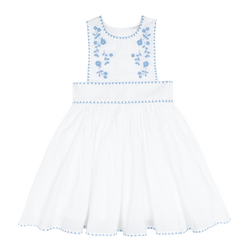 blue and white pinafore dress Navy Cotton Linen Midi Dress