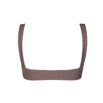 women's cocoa gingham bandeau bikini top