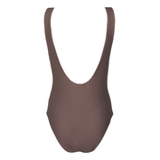 women's cocoa gingham square neck one piece