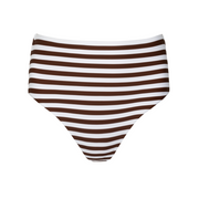 women's cocoa stripe high waist bikini bottom