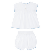 baby girls white embroidered top and bloomer set