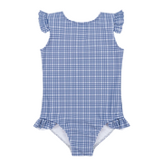 girls newport navy gingham ruffle cap sleeve one piece