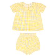 baby girls soleil gingham puff sleeve top and bloomer set