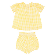 baby girls soleil gingham puff sleeve top and bloomer set
