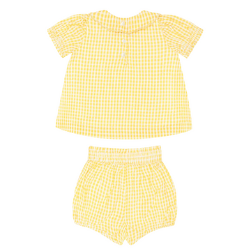 baby girls soleil gingham puff sleeve top and bloomer set