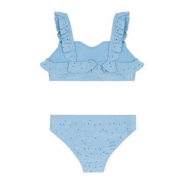 girls dusk blue eyelet v-neck ruffle bikini