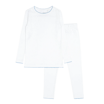 unisex white pointelle pajamas set