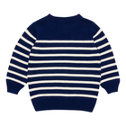 unisex navy and cream stripe knit cardigan