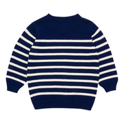 unisex navy and cream stripe knit cardigan
