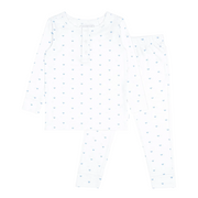 unisex blue heart pima pajamas set