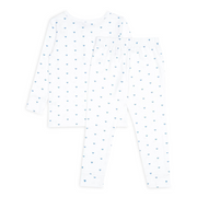 unisex blue heart pima pajamas set