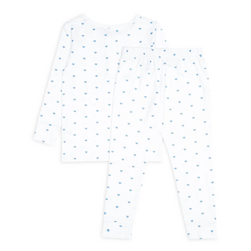 unisex blue heart pima pajamas set