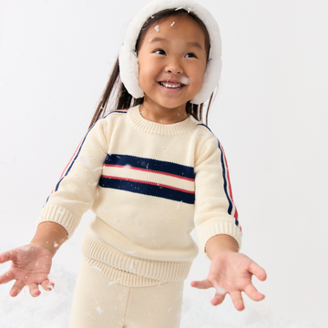 unisex navy and red stripe knit sweater