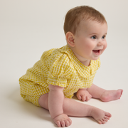 baby girls soleil gingham puff sleeve top and bloomer set