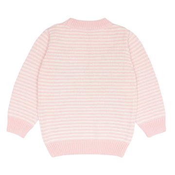 unisex pink and cream stripe knit sweater