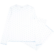 women's blue heart pima pajamas set