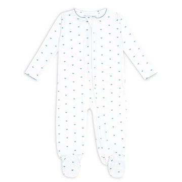 baby blue heart pima footie
