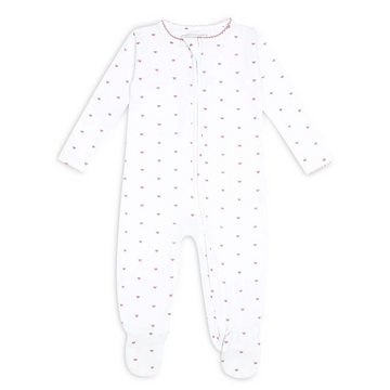 baby pink heart pima footie