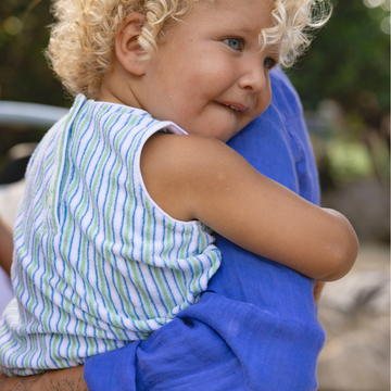 baby tamarin stripe french terry bubble romper