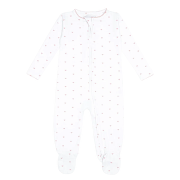 baby pink heart pima footie
