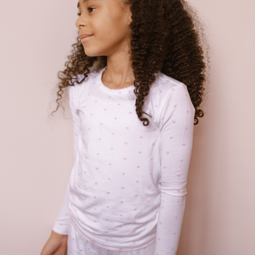 girls pink heart pima pajamas set