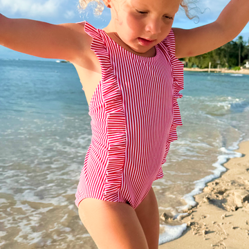 girls gondola stripe ruffle one piece