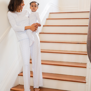 women's blue heart pima pajamas set