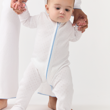 baby white pointelle footie