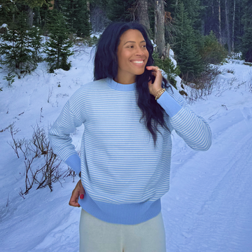 women's chalet stripe knit sweater