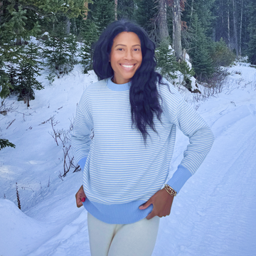 women's chalet stripe knit sweater