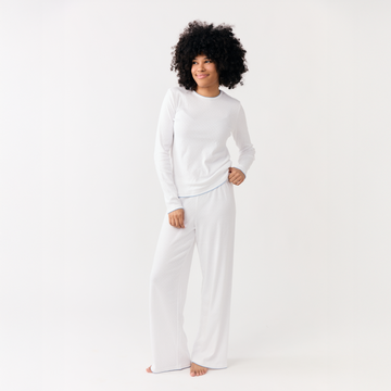 women's white pointelle pajamas set