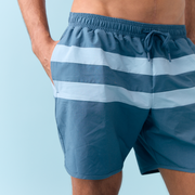 men's teal and dusk blue colorblock boardie