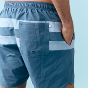 men's teal and dusk blue colorblock boardie