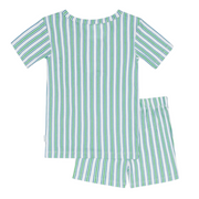unisex tamarin stripe shirt and short pima pajamas set
