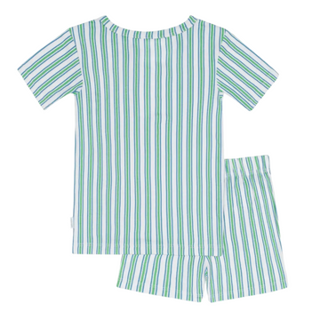 unisex tamarin stripe shirt and short pima pajamas set