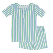 unisex tamarin stripe shirt and short pima pajamas set