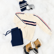 unisex navy and red stripe knit sweater