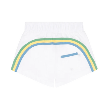 boys shell white boardie with multi stripes
