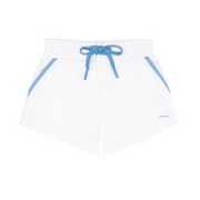 boys shell white boardie with multi stripes