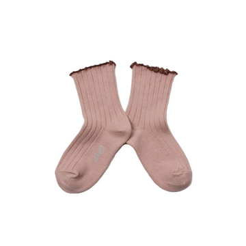 collegien delphine vieux rose lettuce trim ribbed socks