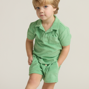 boys gustavia green french terry polo