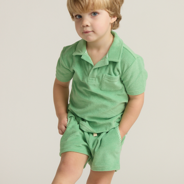boys gustavia green french terry polo