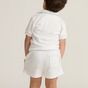 unisex shell white french terry polo