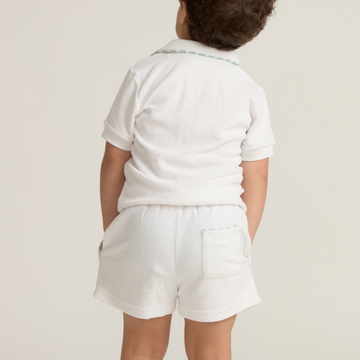 unisex shell white french terry polo