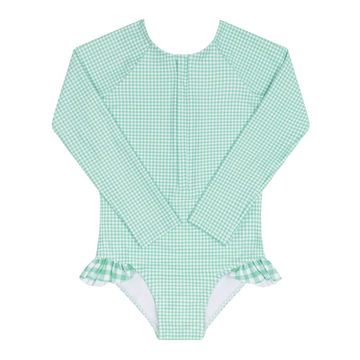 girls gustavia gingham front zip rashguard one piece