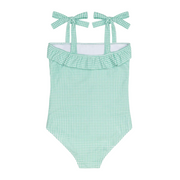 girls gustavia gingham ruffle front tie strap one piece