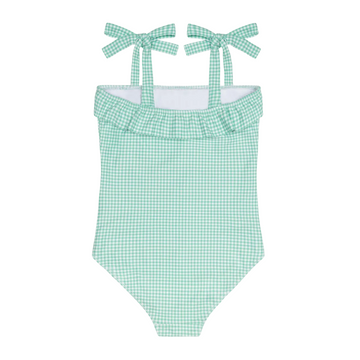 girls gustavia gingham ruffle front tie strap one piece