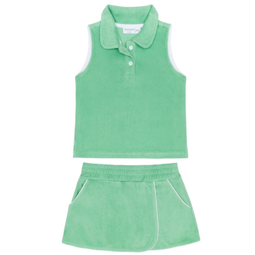 girls gustavia green french terry tennis tank top and skort set