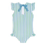 girls tamarin stripe ruffle cap sleeve one piece