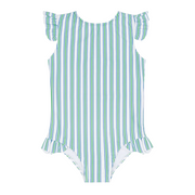 girls tamarin stripe ruffle cap sleeve one piece